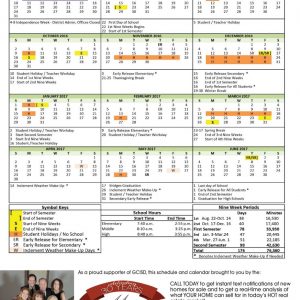 Calendar for 2016-2017 Grapevine-Colleyville School Year