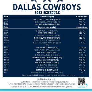 2023 Dallas Cowboys Schedule